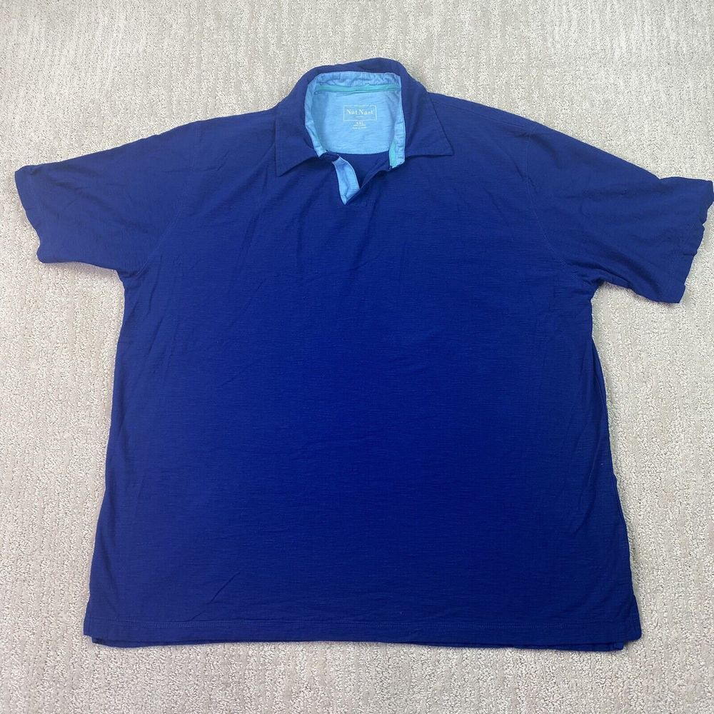 Nat Nast Polo Shirt Mens 2XL Blue Short Sleeve